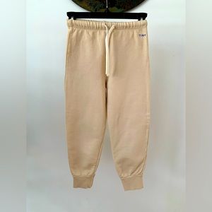Tiny Cottons beige joggers, size 8Y.